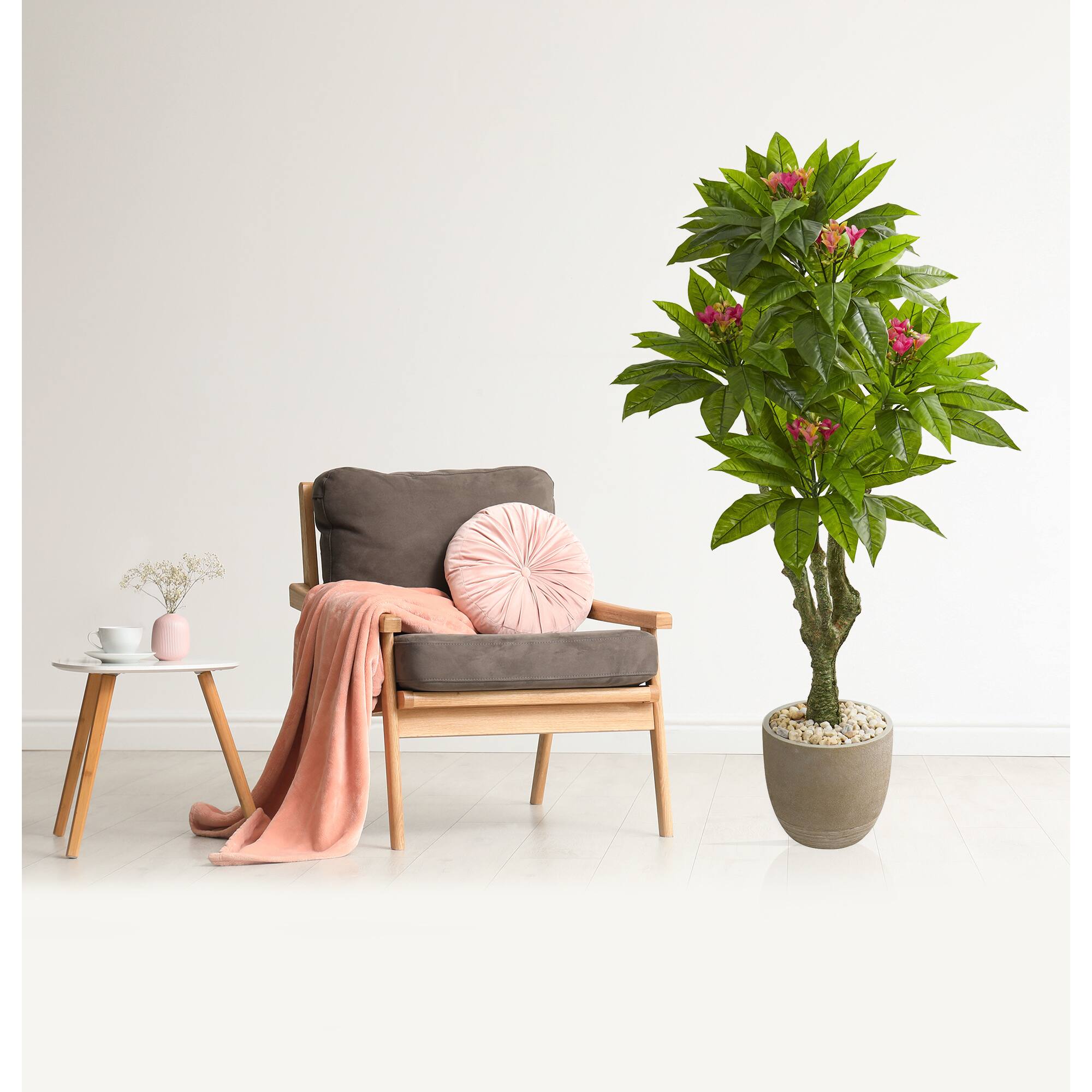 5ft. UV Resistant Plumeria Artificial Tree in Decorative Planter
